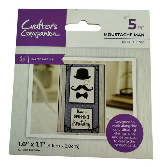 Crafters Companion Moustache Man 5 Piece Paper Crafts Die Set - Picture 1 of 2